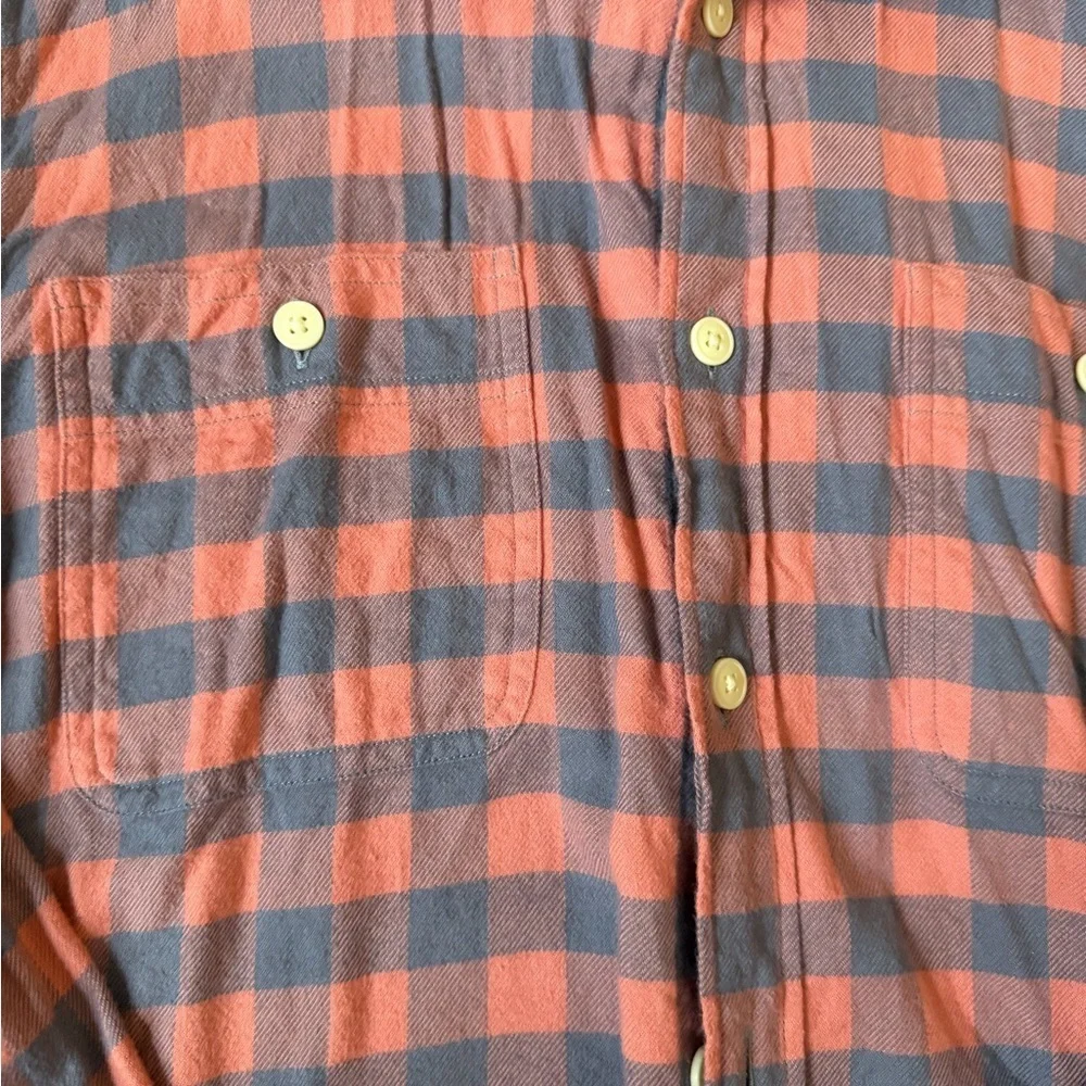 J. Crew Men's Coral and Navy Plaid Shirt